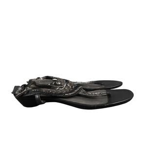 Bandolino Shoes Womens 7 Sandals Bellissimo Ankle Strap Thong Low Heel Beaded